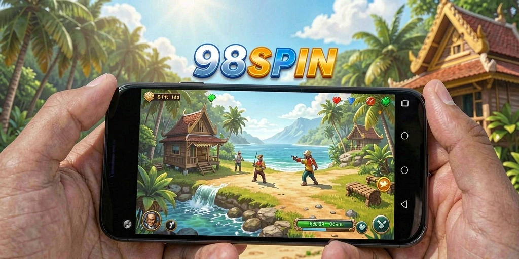 Tampilan gameplay 98SPIN yang cerah dan menarik.