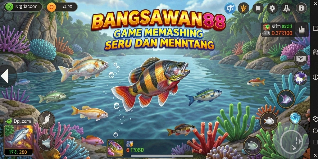 Tampilan gameplay memancing yang menegangkan dalam BANGSAWAN88.