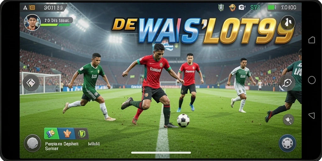 Tampilan gameplay seru dalam DEWASLOT99 dengan aksi sepak bola nyata.