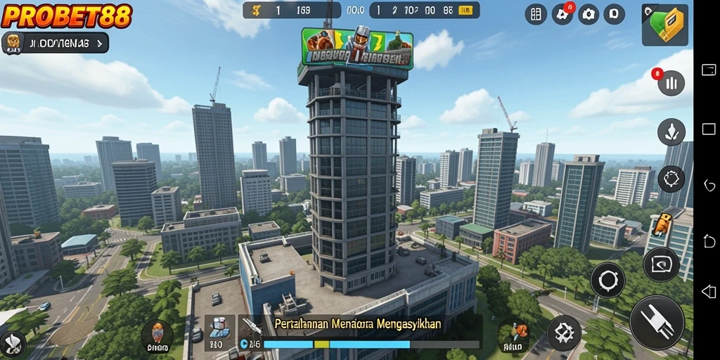 Screenshot gameplay menampilkan aksi menara pertahanan yang intens.