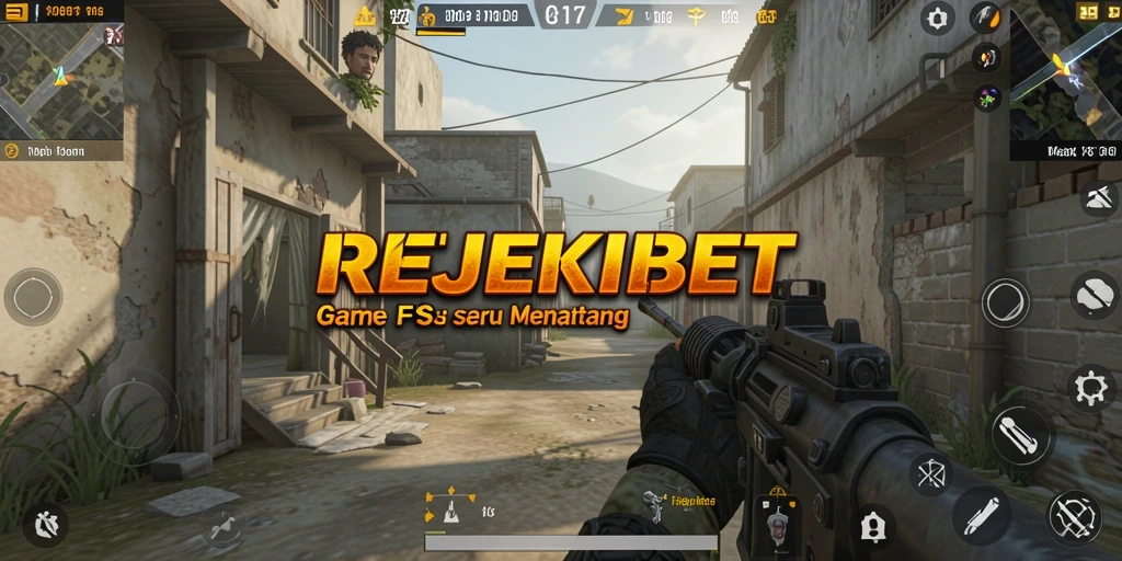 Tampilan mendebarkan gameplay REJEKIBET dalam pertempuran FPS.