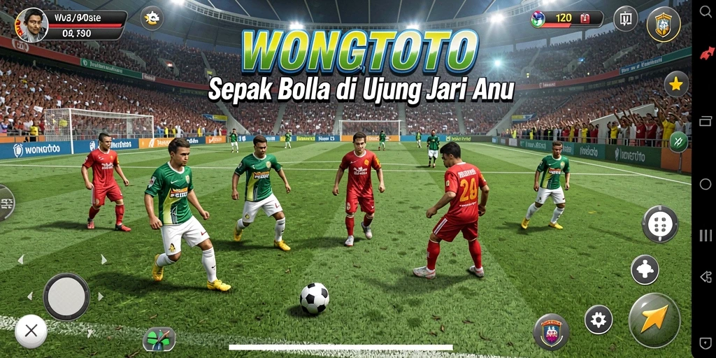 Tampilan screenshot utama WONGTOTO dengan aksi intens pertandingan sepak bola.
